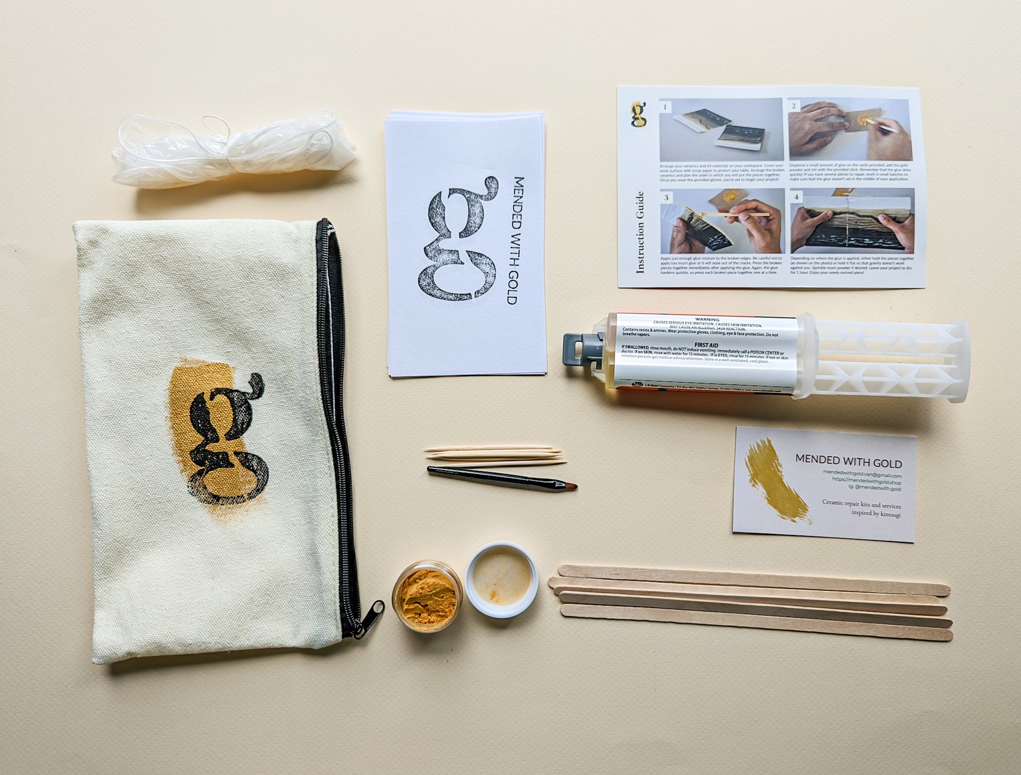 Mend Crafts Kintsugi Repair Kit Upgraded - Japanese Gold Ceramic and  Porcelain Repair DIY Art - Kintsugi Kit with Reusable Tools and Glue for  Premium